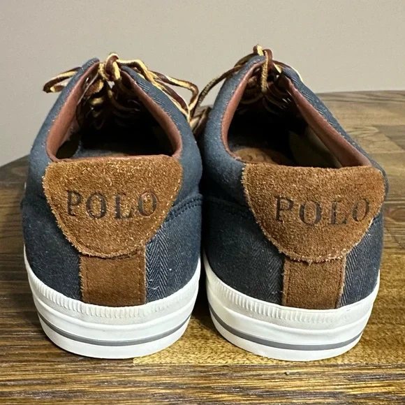 Polo by Ralph Lauren Men's Dark Blue and Brown Sneakers - Picture 5 of 6